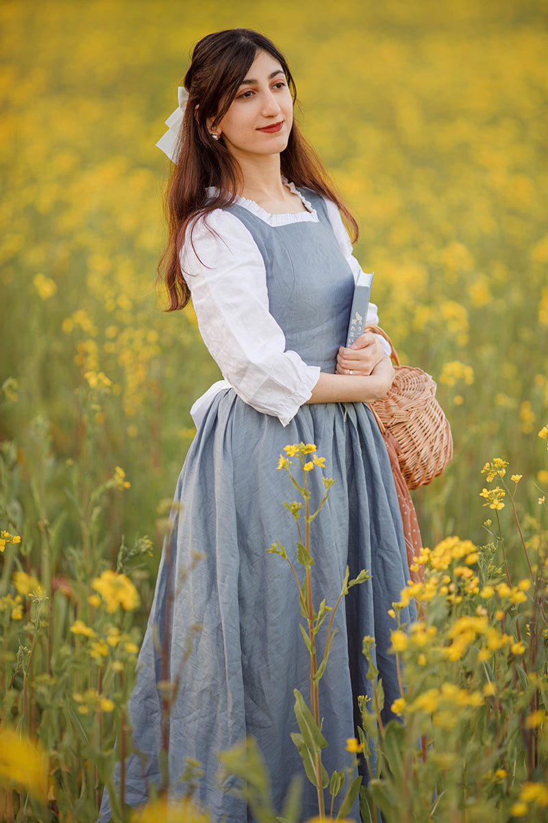 Belle Blue Adult Linen Princess Dress C2835