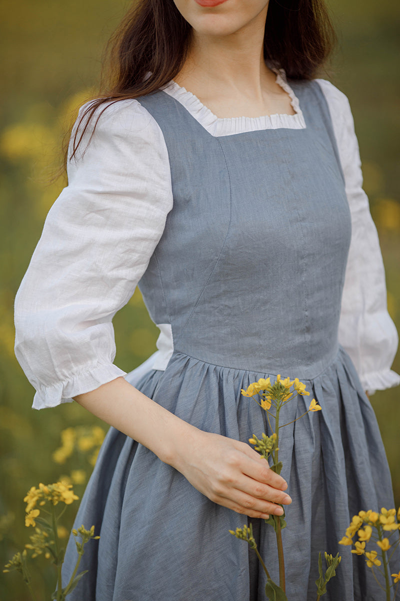 Belle Blue Adult Linen Princess Dress C2835