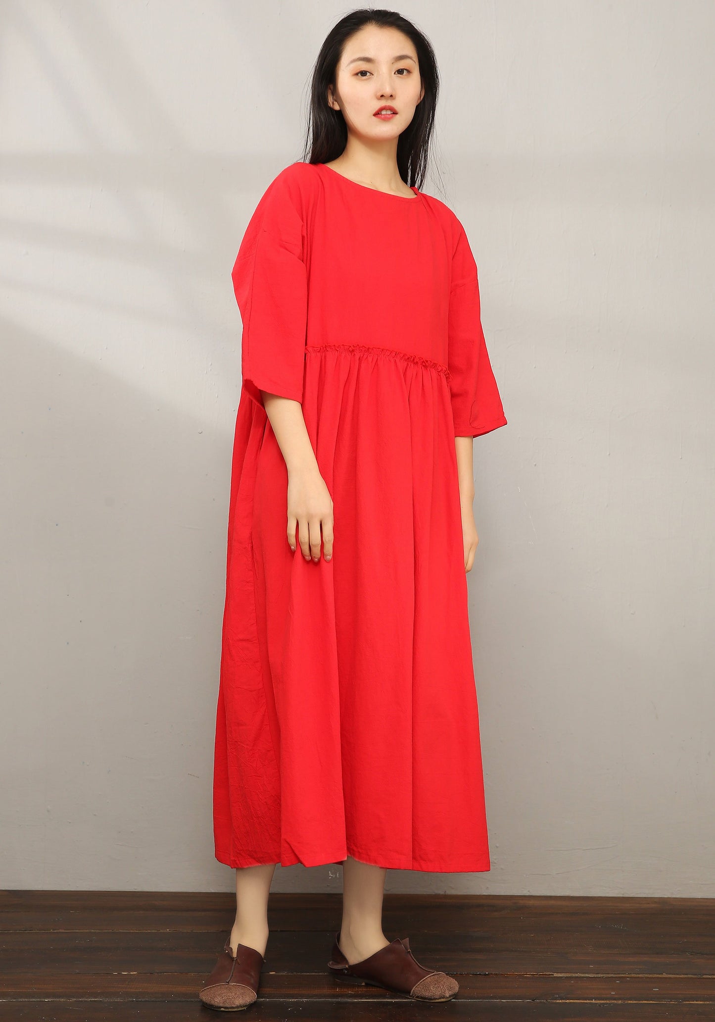Casual Maxi Cotton Linen Dress C1976 XS/L#yy01596