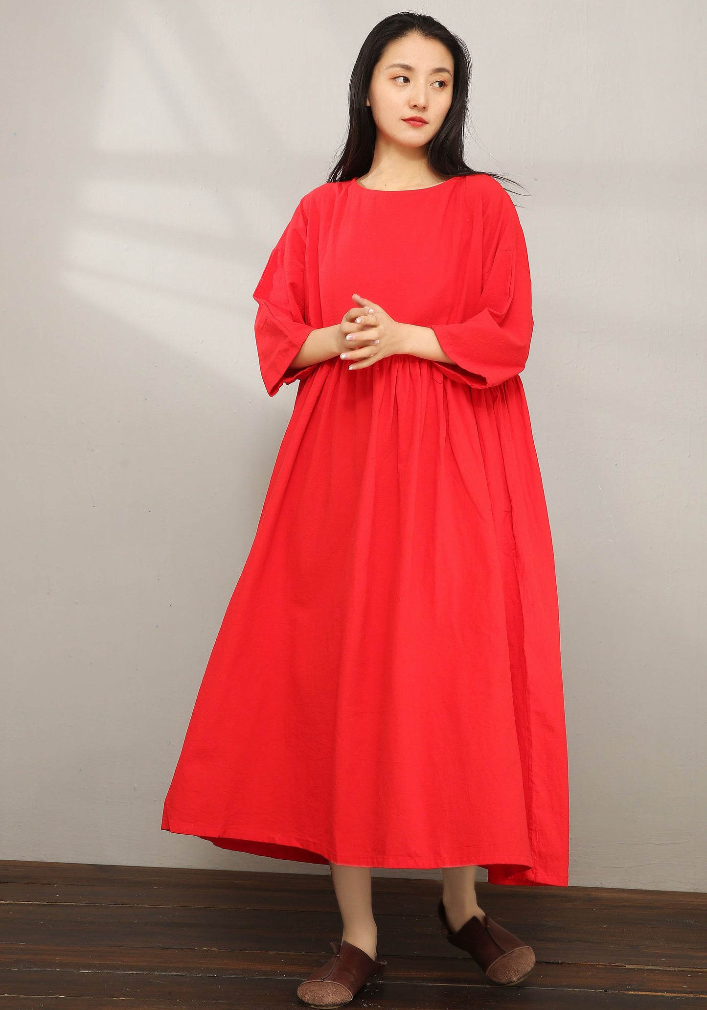 Casual Maxi Cotton Linen Dress C1976 XS/L#yy01596