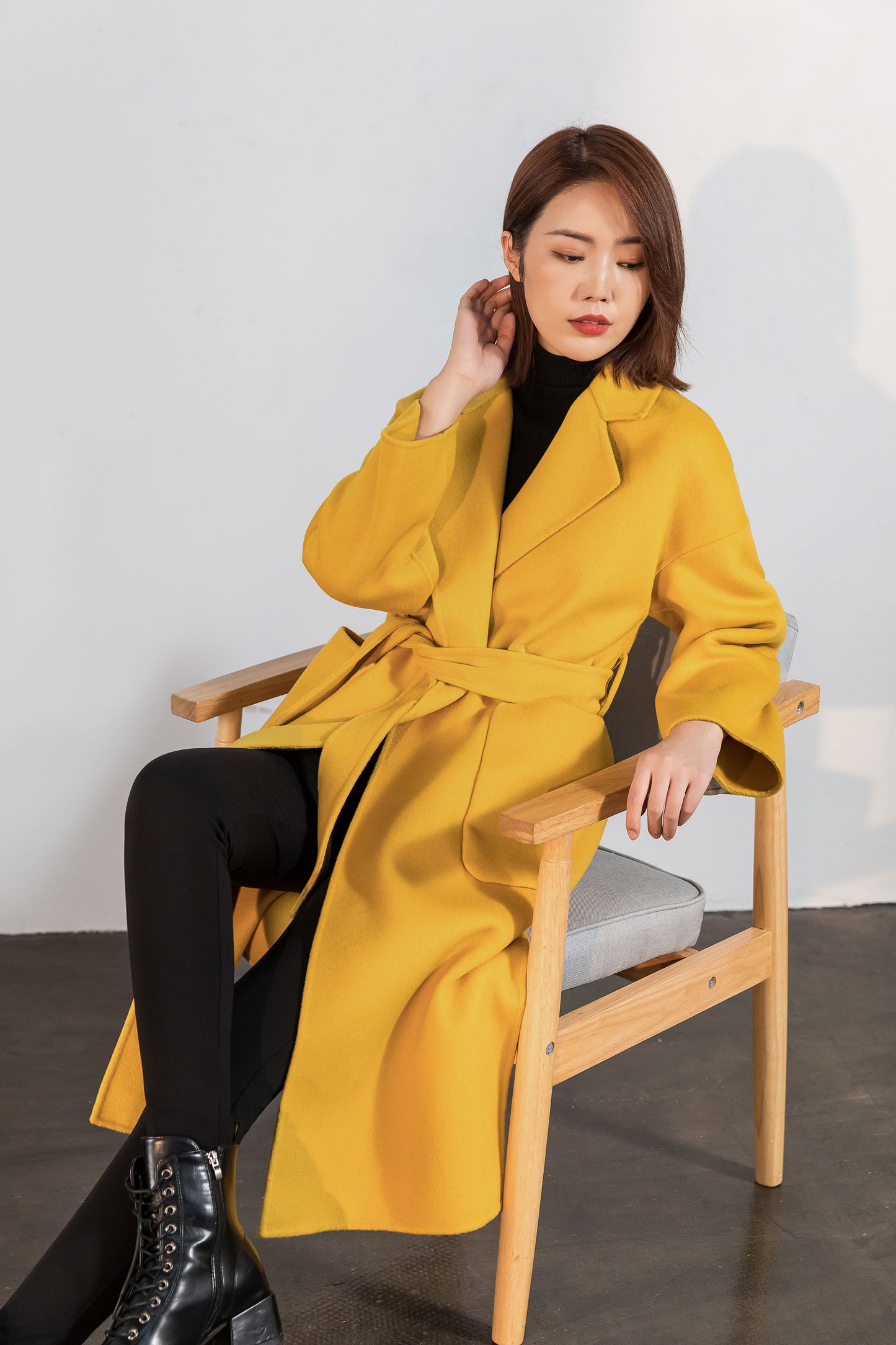Oversized wrap wool coat C1747