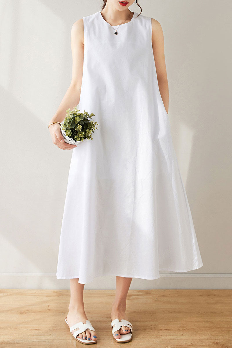 Women's White Linen Dress C3172