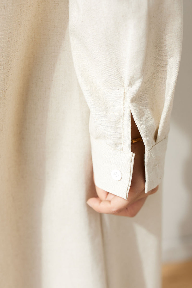 Spring Long Linen Shirt Dress C3174