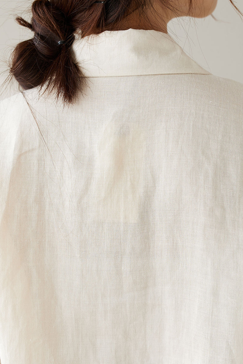 Women Spring Apricot Linen Shirt C3175