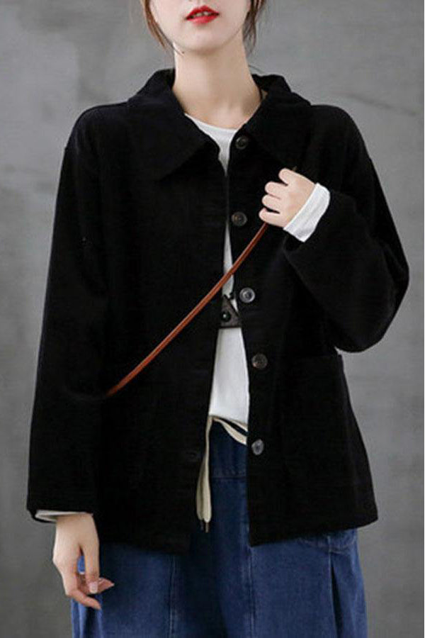 Long Sleeve Loose Corduroy Shirt Tops C2981