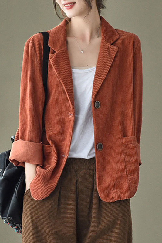 Loose Long Sleeve Corduroy Coats C2984
