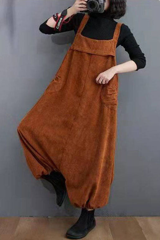 Women Casual Loose Corduroy Overalls C2986