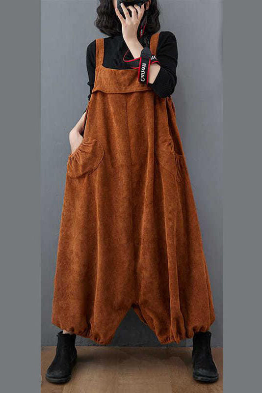Women Casual Loose Corduroy Overalls C2986
