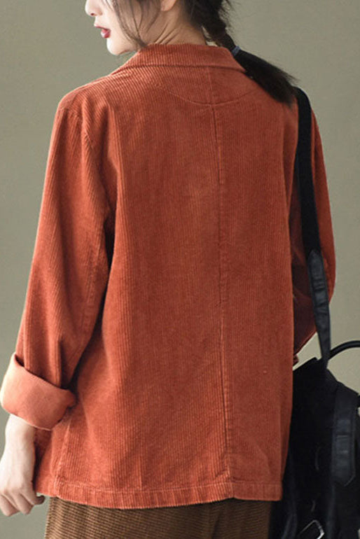 Loose Long Sleeve Corduroy Coats C2984