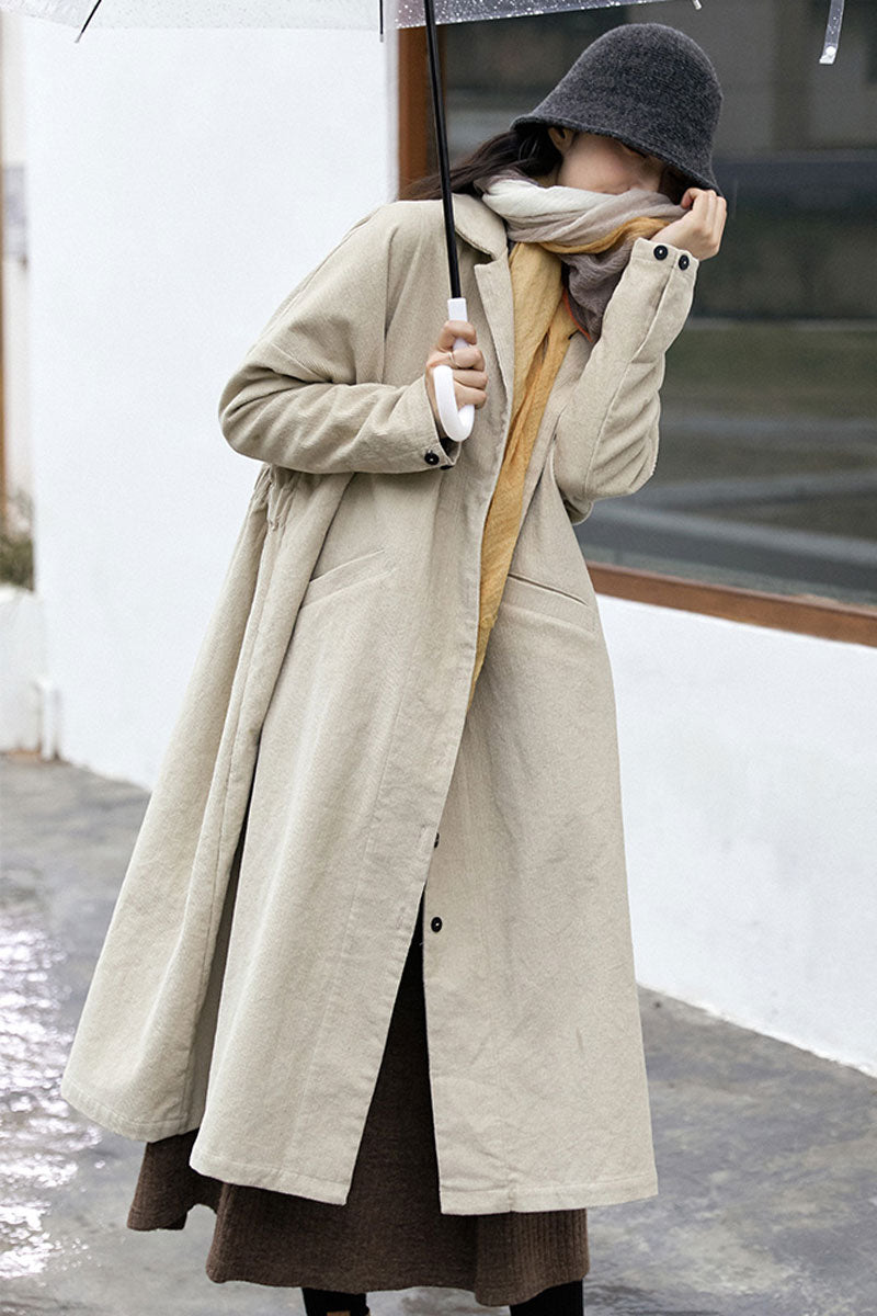 Brown Plus Size Corduroy Coat C2448