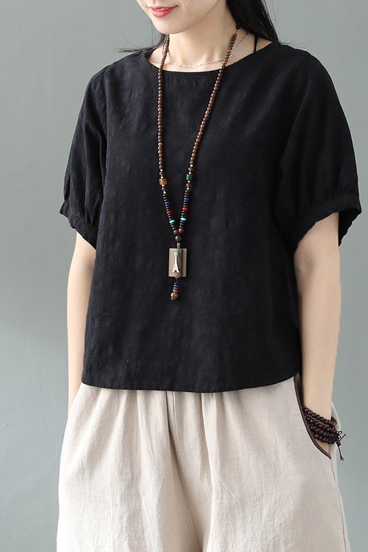 Chinese cotton and linen lantern sleeves short sleeves CYM040-190072