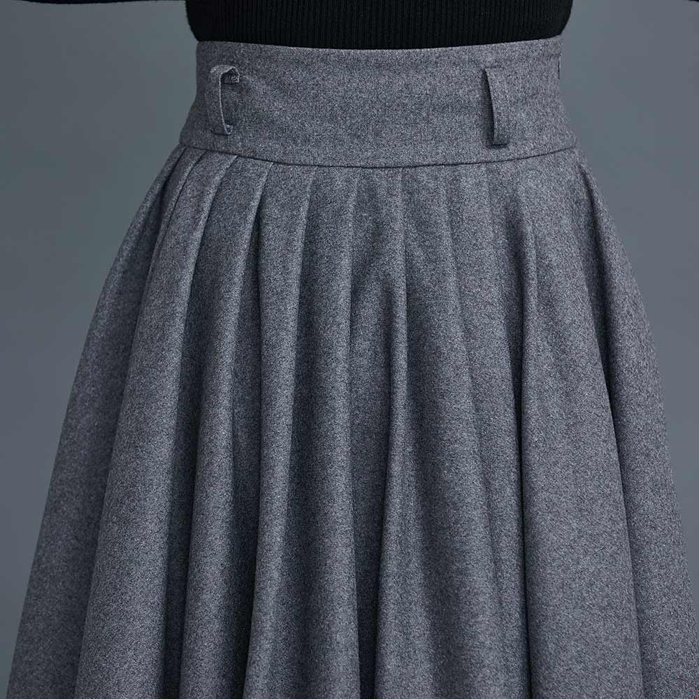 Knee Length Circle Wool Skirt for Women C1660