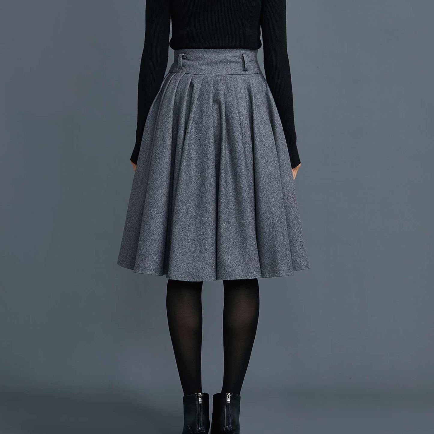 Knee Length Circle Wool Skirt for Women C1660