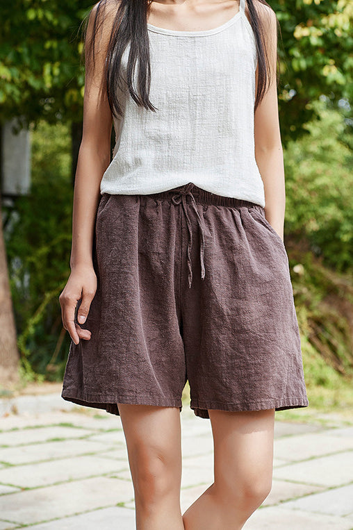 Women Summer Loose Cotton Linen Short Pants C2827