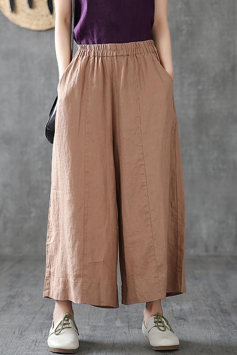White linen wide leg trousers loose leg linen summer 190159