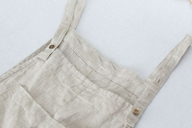 Casual Cropped Linen Jumpsuits in Natural Linen Color C2388