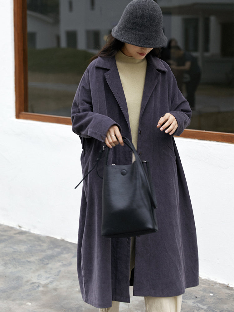 Brown Plus Size Corduroy Coat C2448