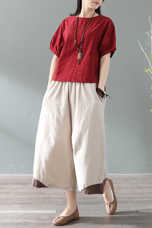 Chinese cotton and linen lantern sleeves short sleeves CYM040-190072