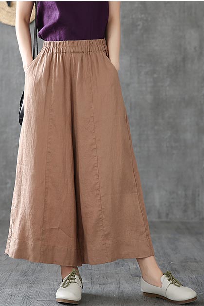 White linen wide leg trousers loose leg linen summer 190159