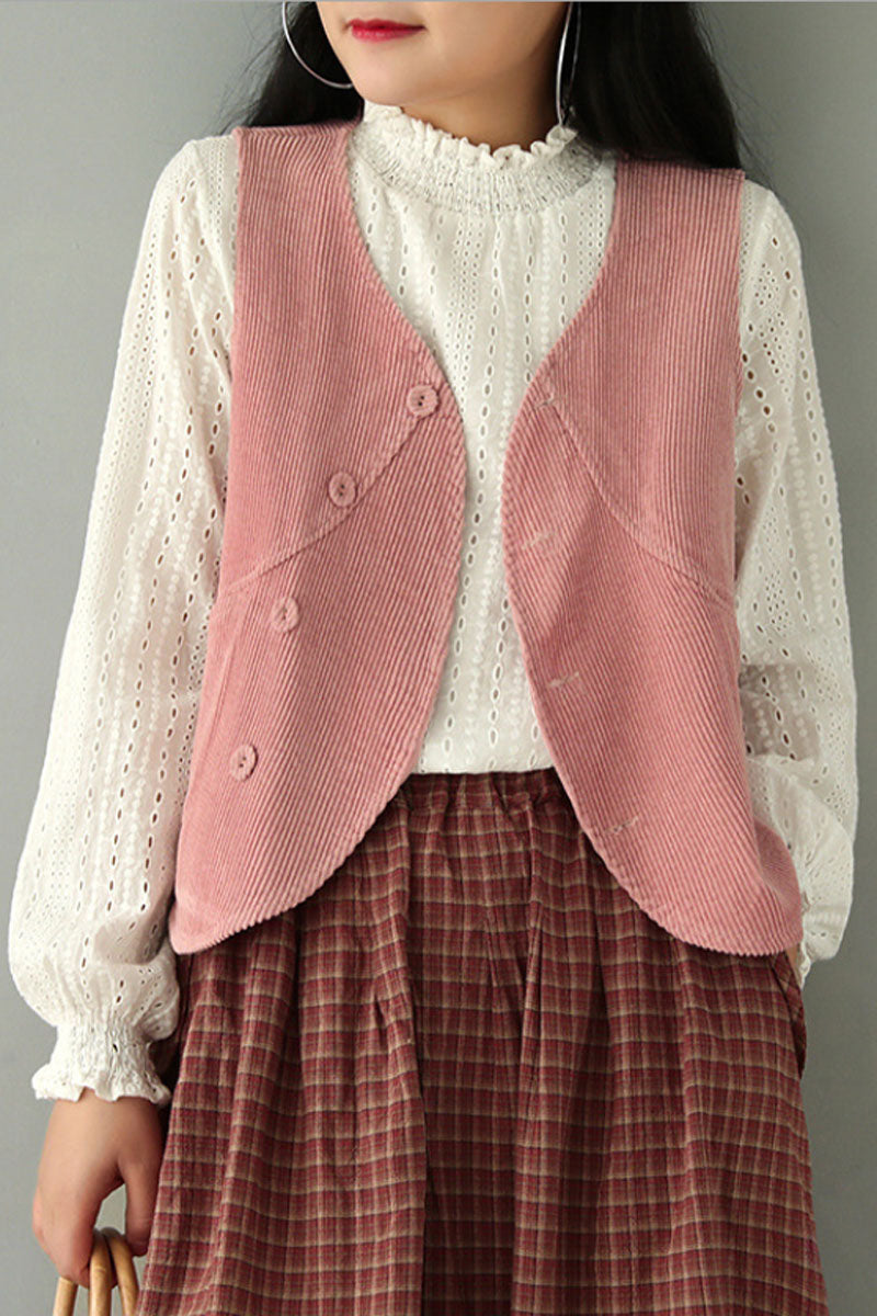 Pink Corduroy Vest C2445