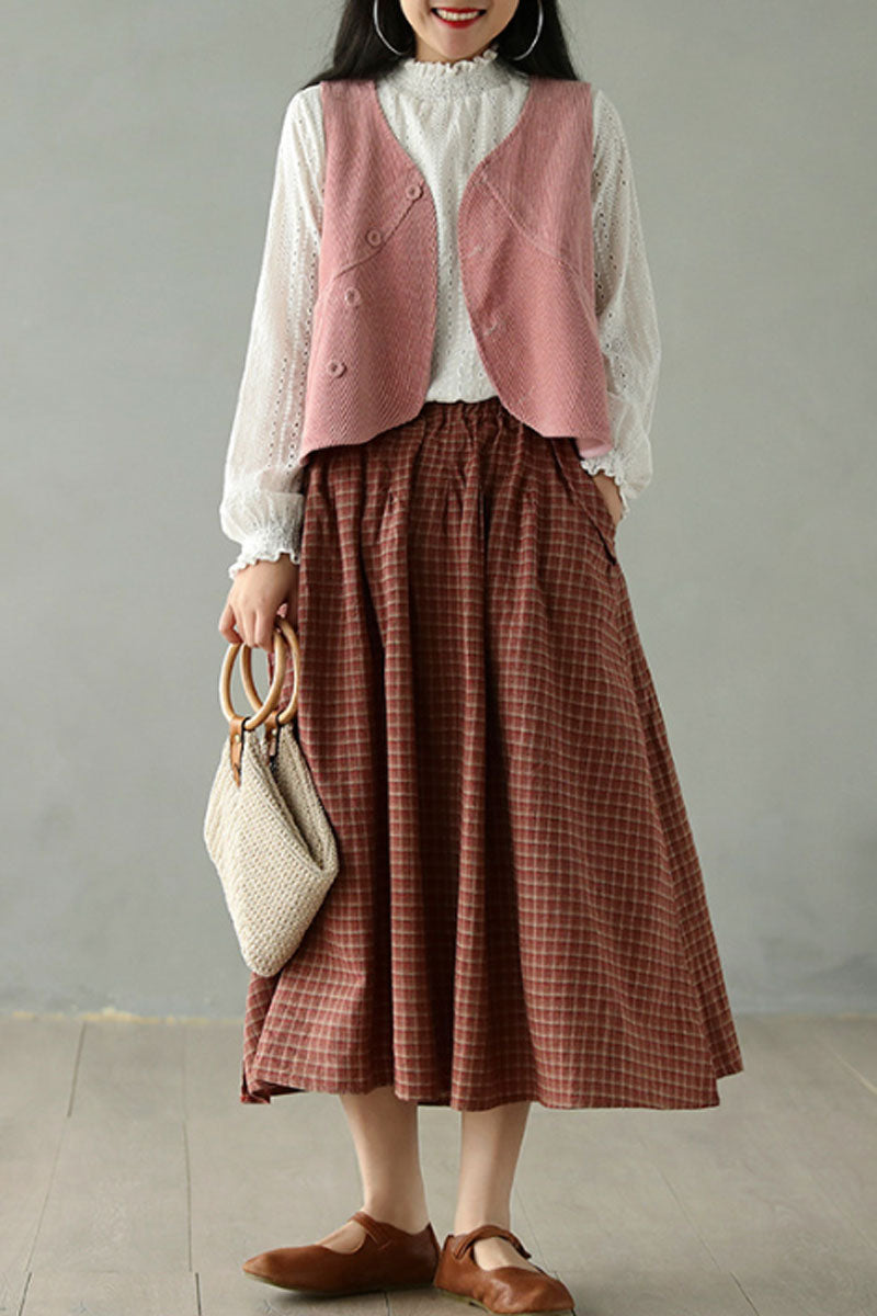 Pink Corduroy Vest C2445