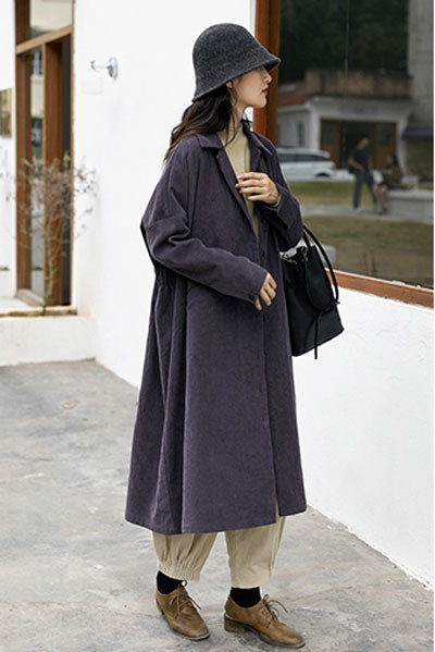 Brown Plus Size Corduroy Coat C2448
