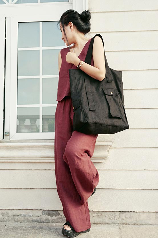 Simple female linen single shoulder bag CYM019-190101