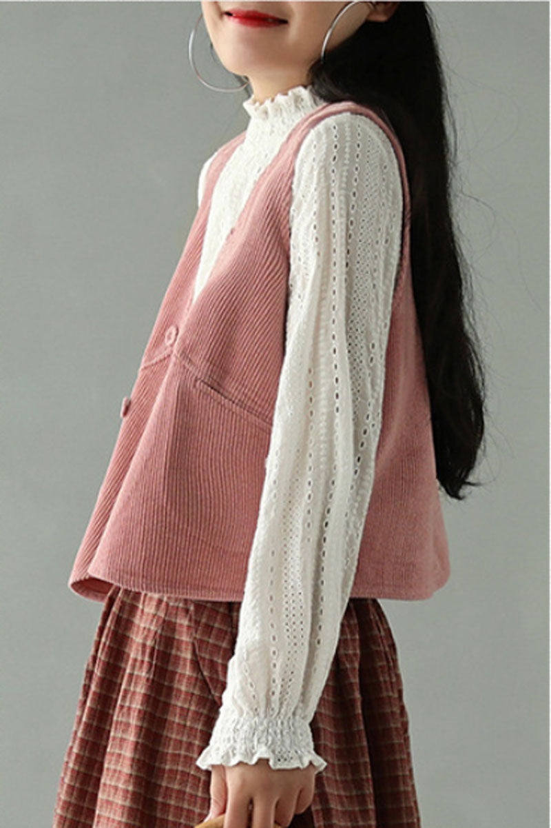Pink Corduroy Vest C2445