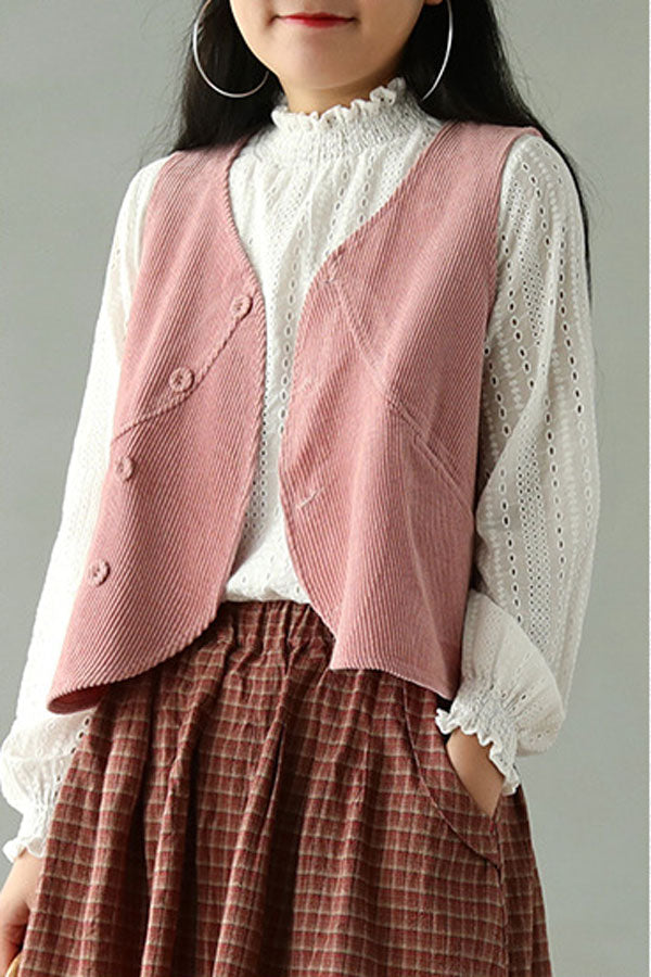 Pink Corduroy Vest C2445
