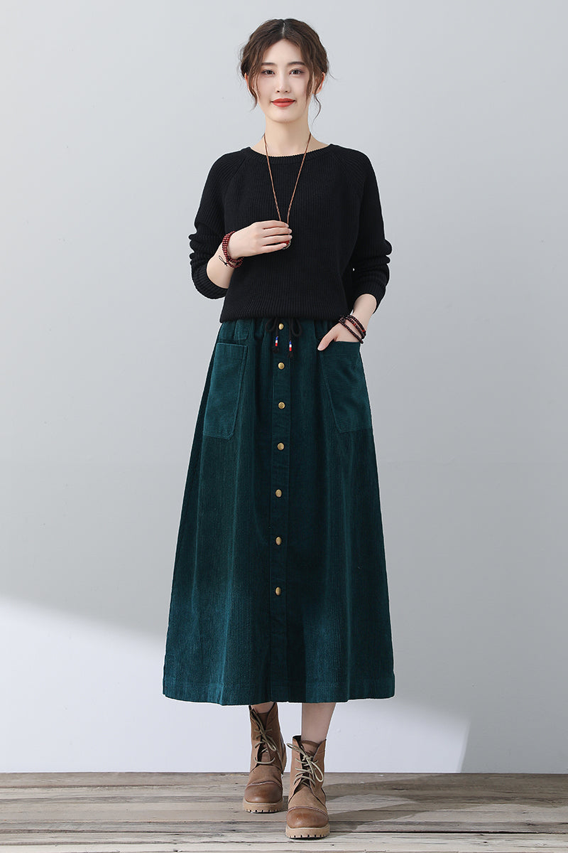 Women Casual A-Line Corduroy Skirt C3017