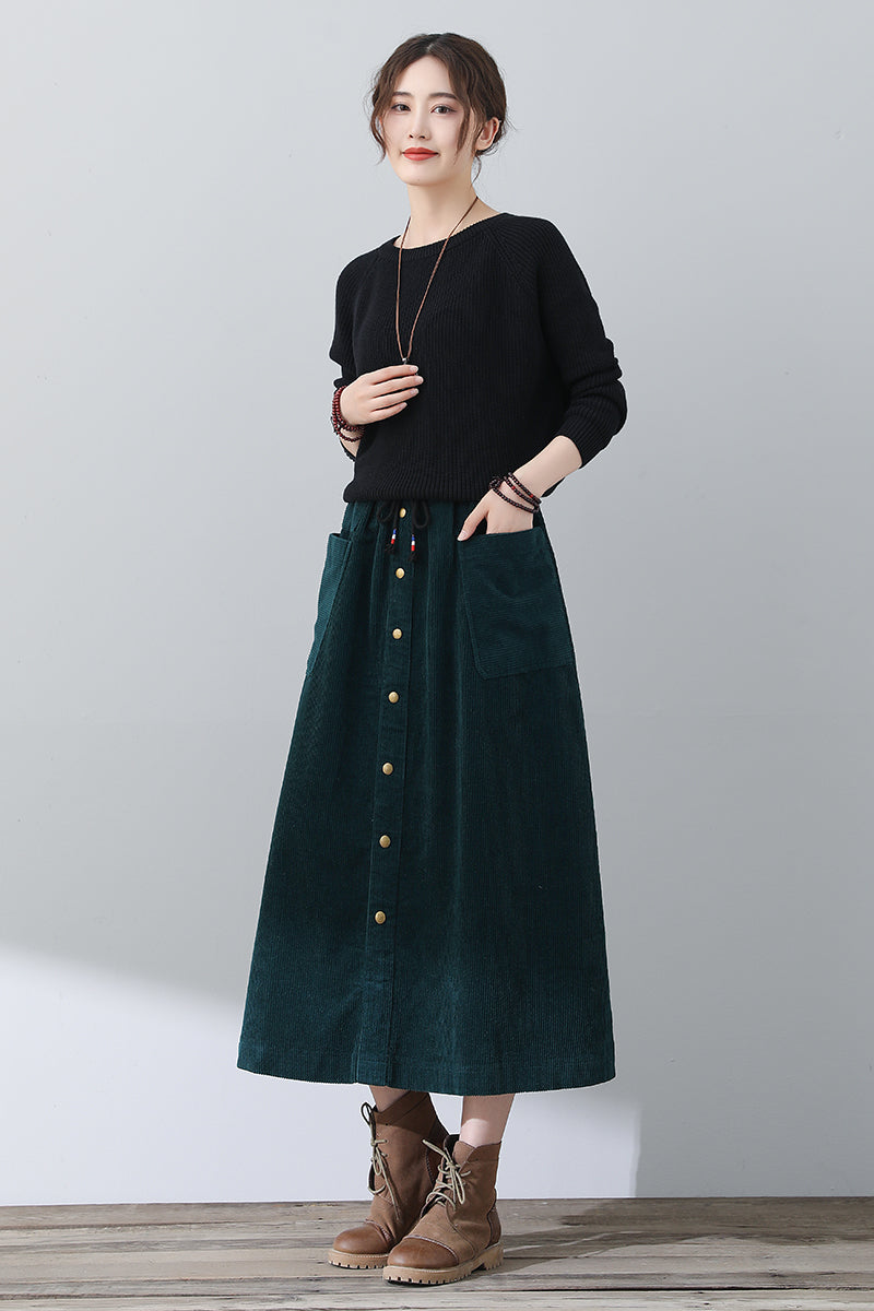 Women Casual A-Line Corduroy Skirt C3017