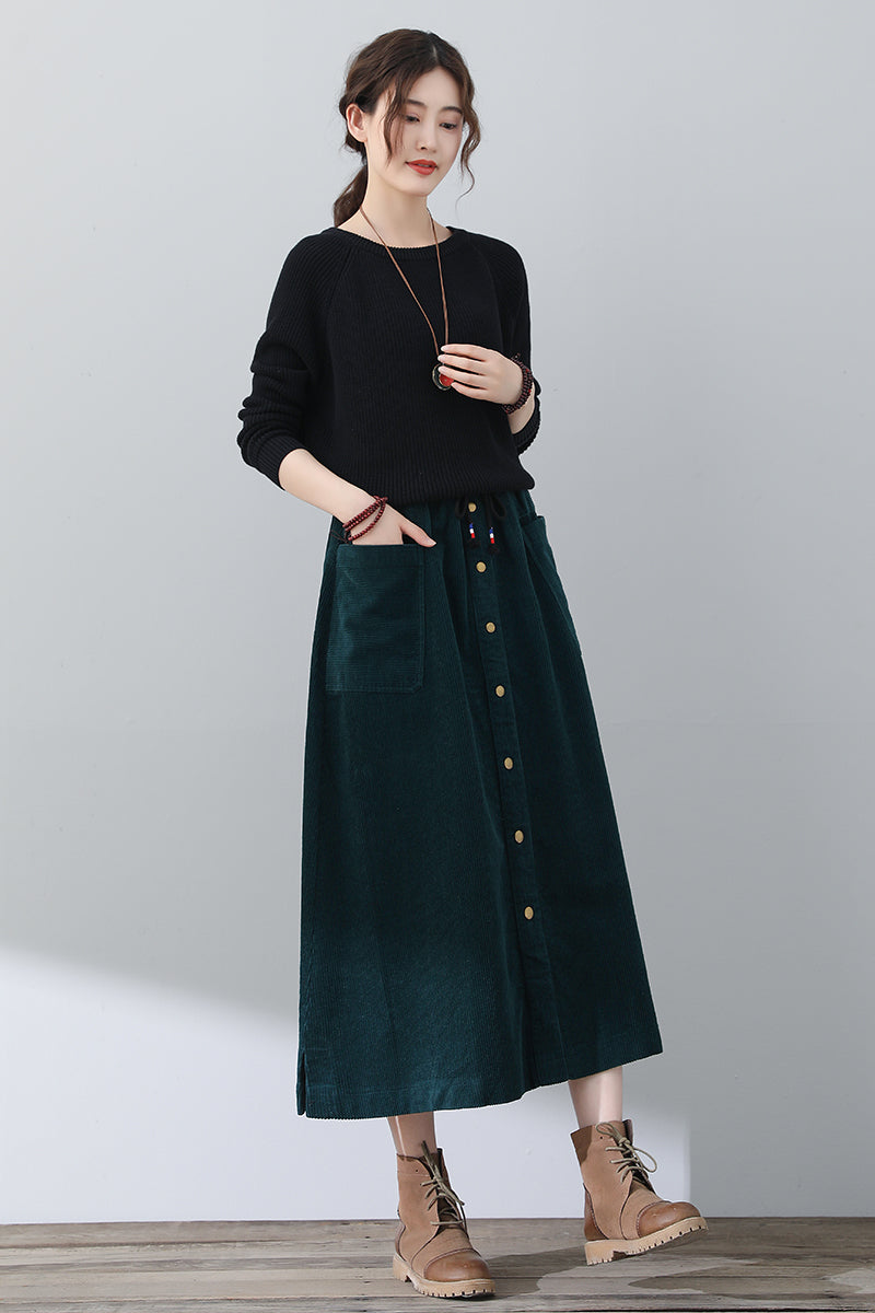 Women Casual A-Line Corduroy Skirt C3017