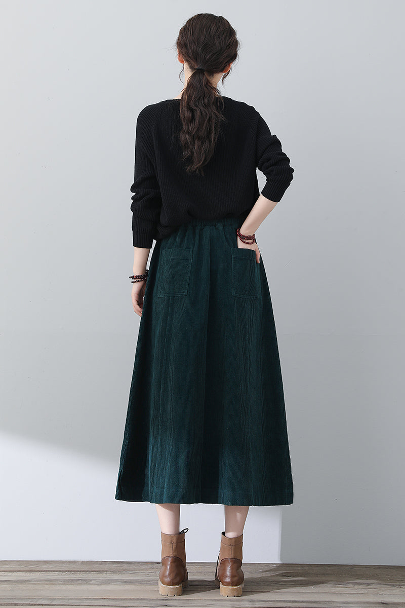 Women Casual A-Line Corduroy Skirt C3017