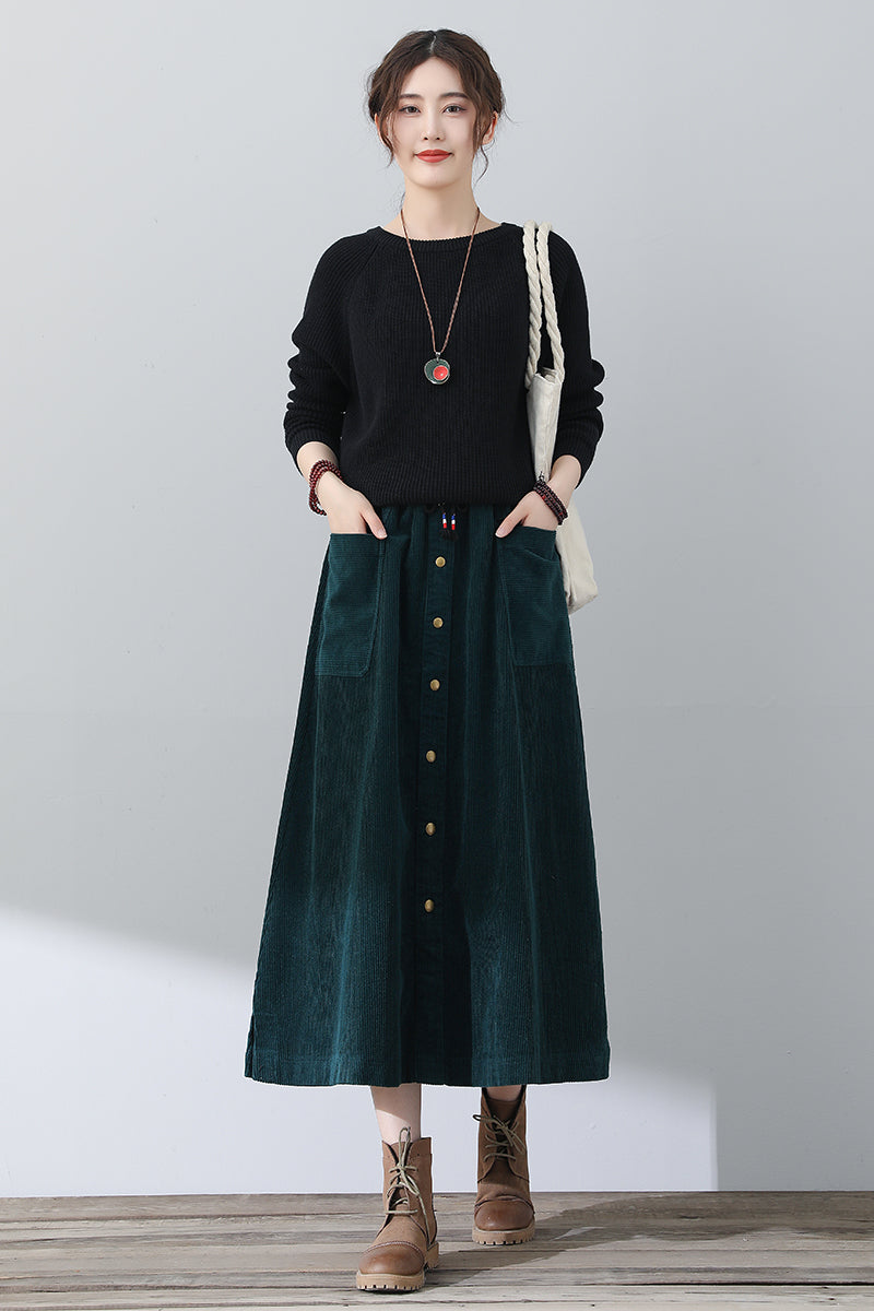 Women Casual A-Line Corduroy Skirt C3017