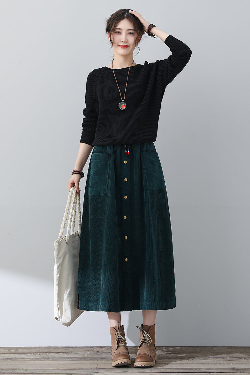 Women Casual A-Line Corduroy Skirt C3017