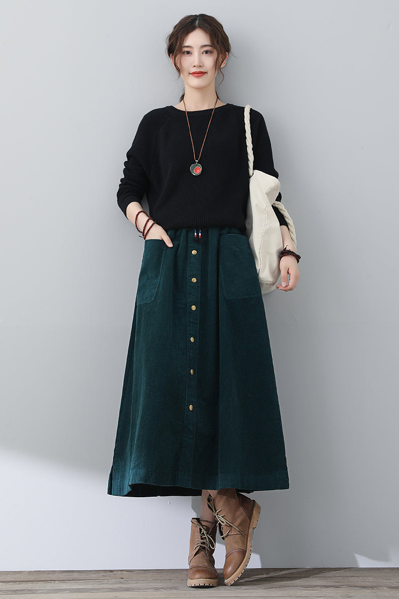 Women Casual A-Line Corduroy Skirt C3017