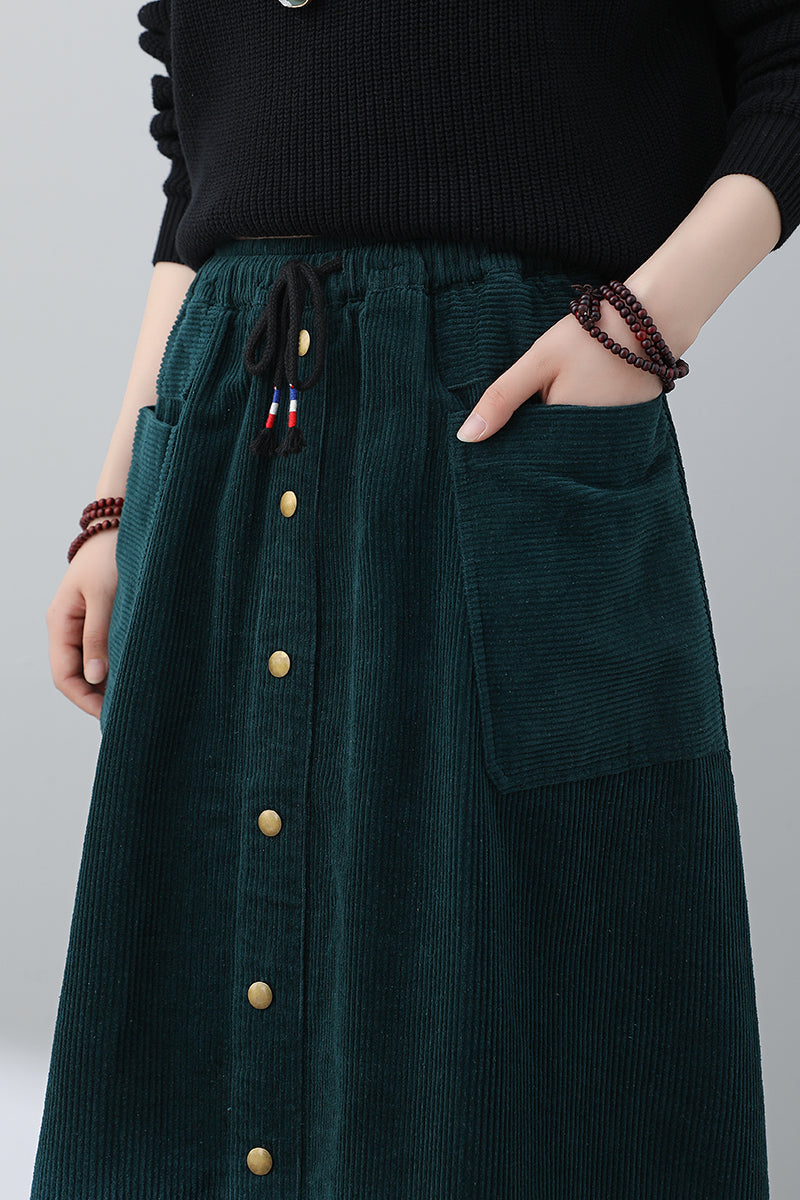 Women Casual A-Line Corduroy Skirt C3017