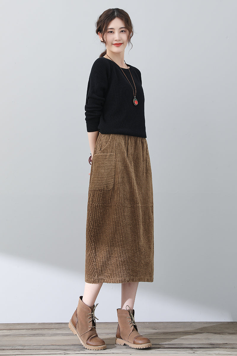 Autumn Winter Women Corduroy Skirt C3018