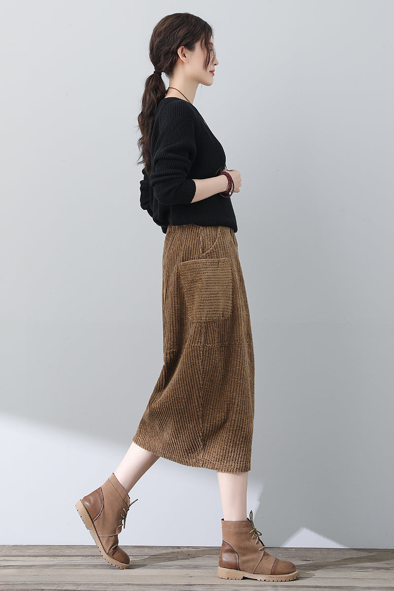Autumn Winter Women Corduroy Skirt C3018