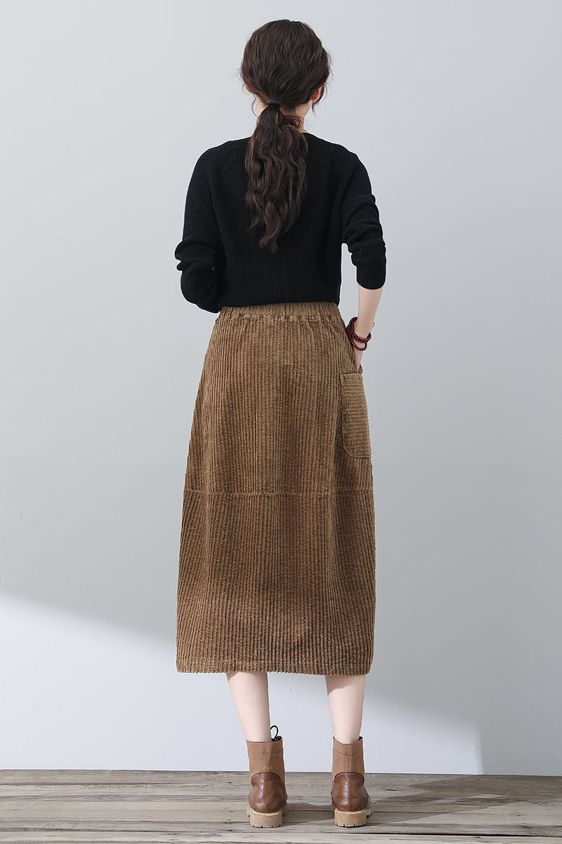 Autumn Winter Women Corduroy Skirt C3018