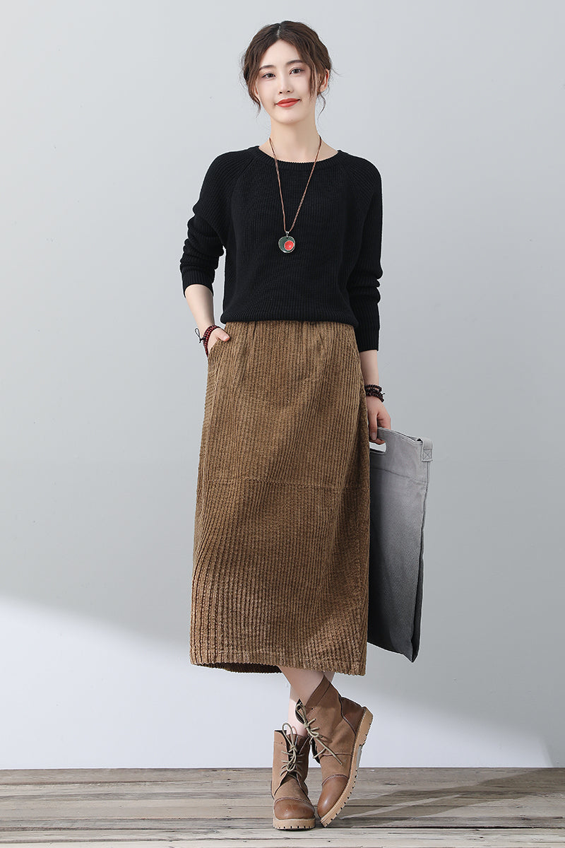 Autumn Winter Women Corduroy Skirt C3018