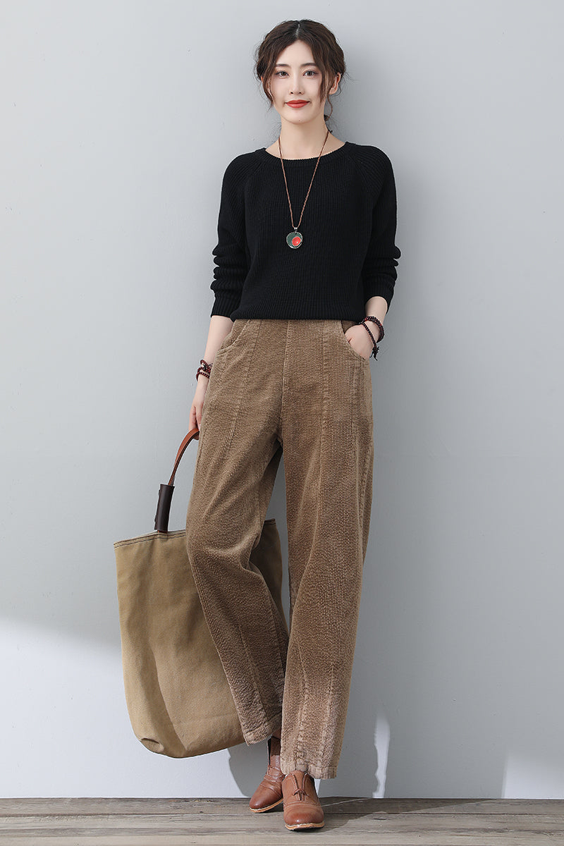 Women Casual Loose Corduroy Pants C3020#