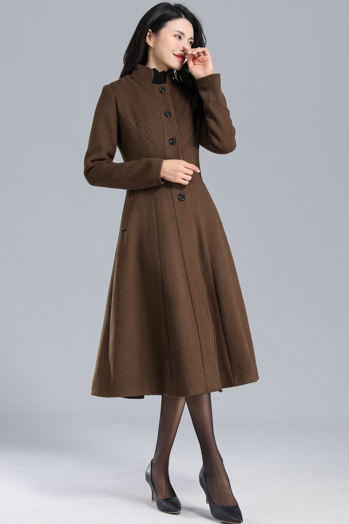 Vintage Inspired Single Breasted Coat Women C2465