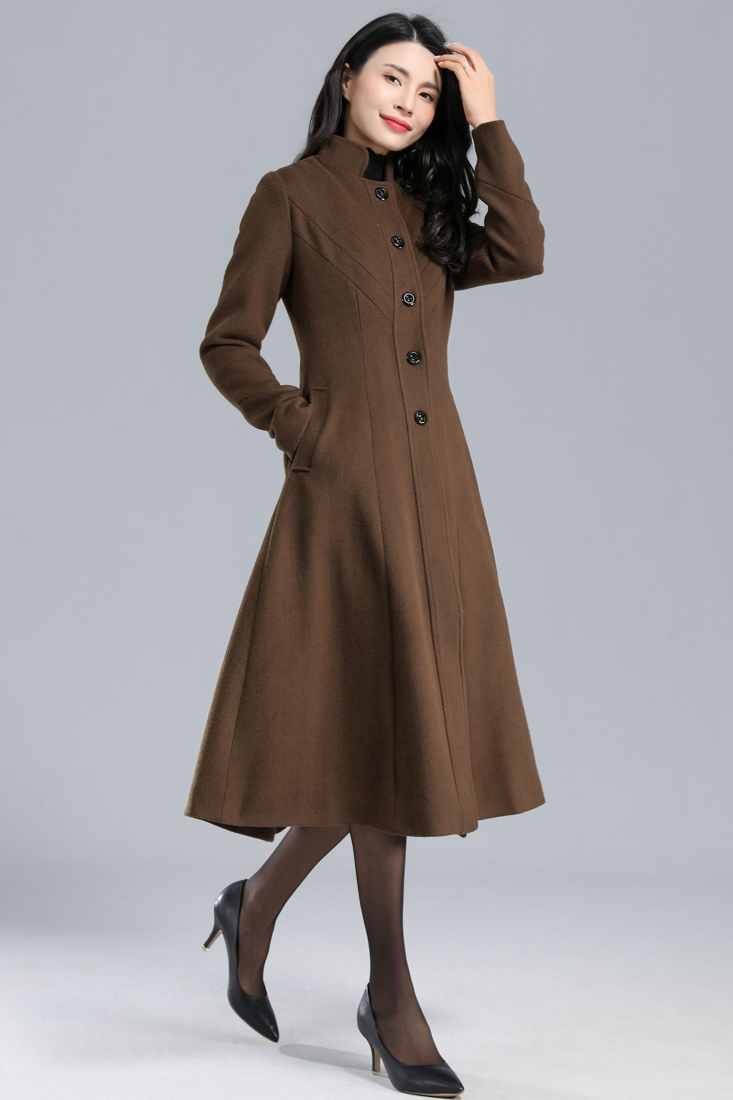 Vintage Inspired Single Breasted Coat Women C2465