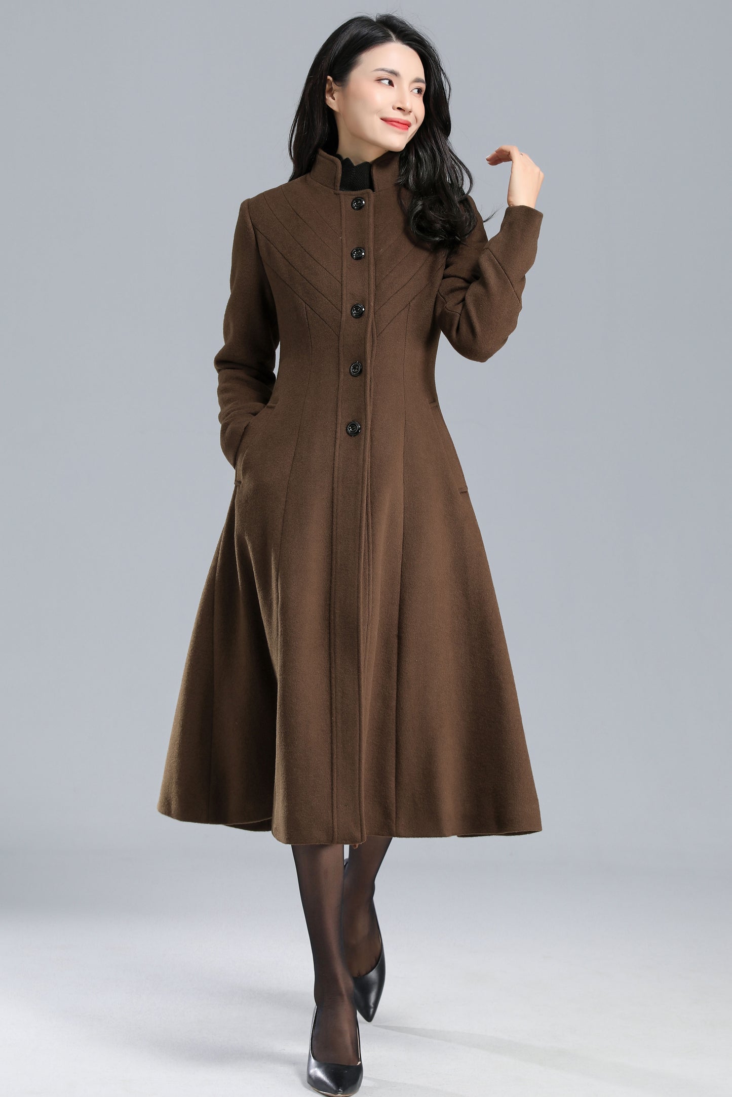 Vintage Inspired Single Breasted Coat Women C2465