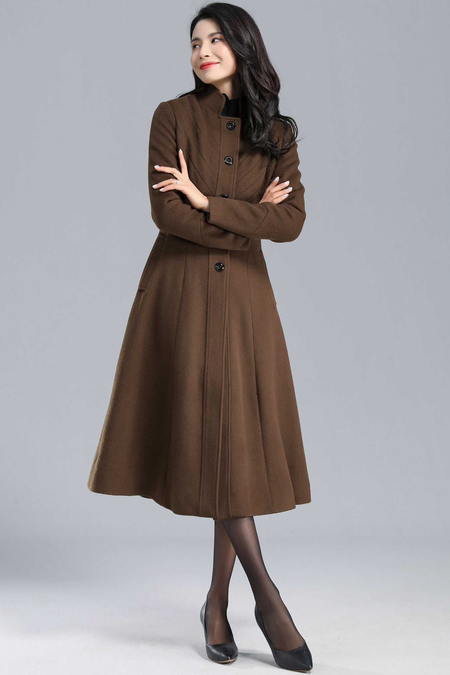 Vintage Inspired Single Breasted Coat Women C2465