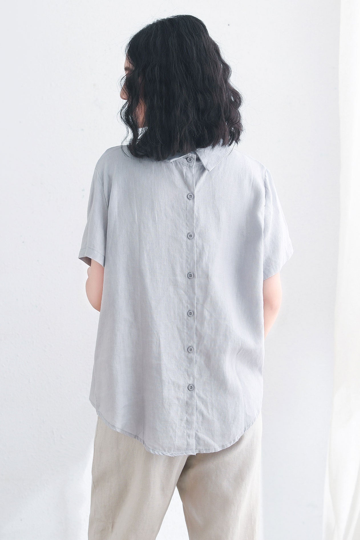 Blue linen tops C2709