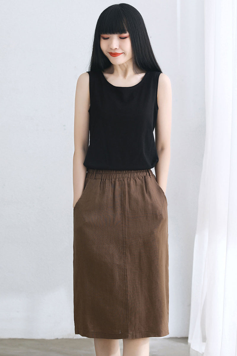 Summer Retro A Line Linen Skirt C2672#CK2101724