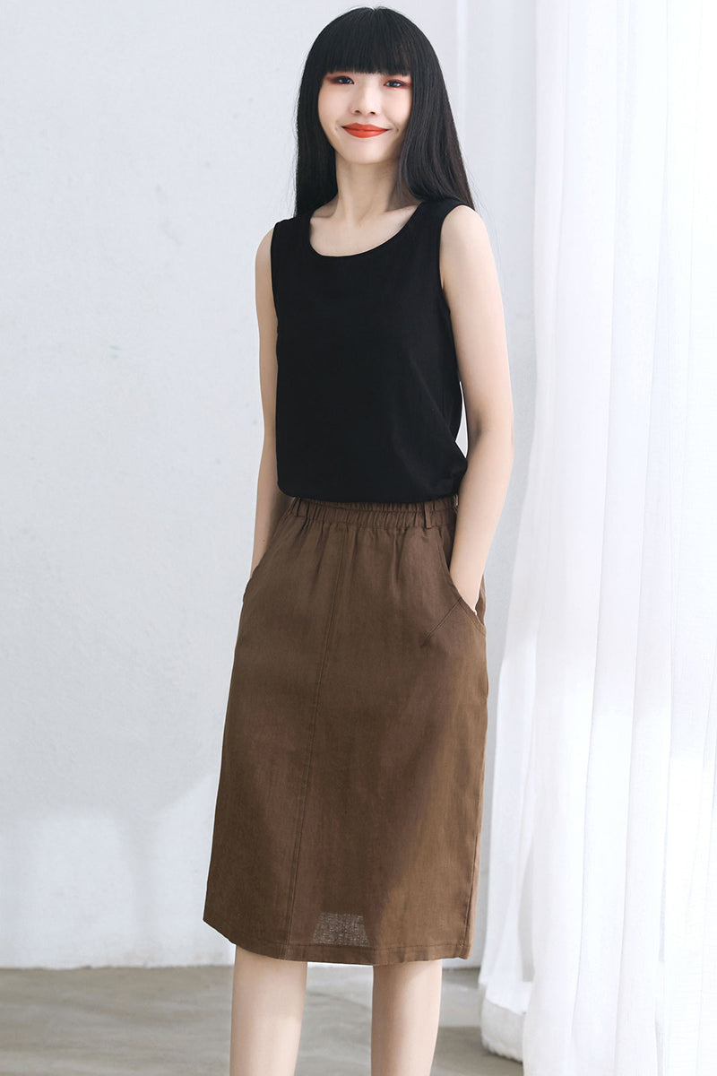 Summer Retro A Line Linen Skirt C2672#CK2101724