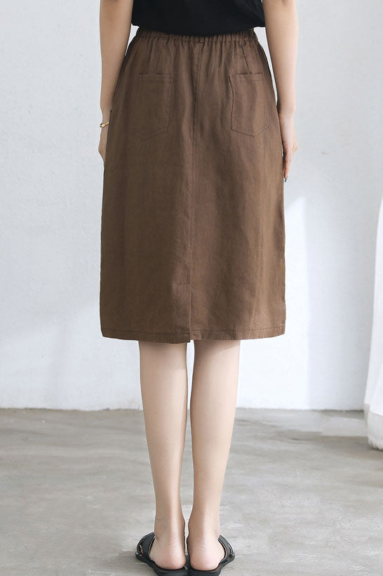 Summer Retro A Line Linen Skirt C2672#CK2101724